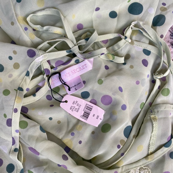 NWT Victoria Secret Sheer Green Polka Dot Slip Dress - Picture 6 of 6